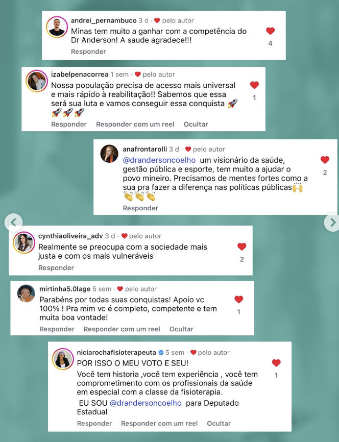 Comentários de apoio à trajetória de Anderson Coelho